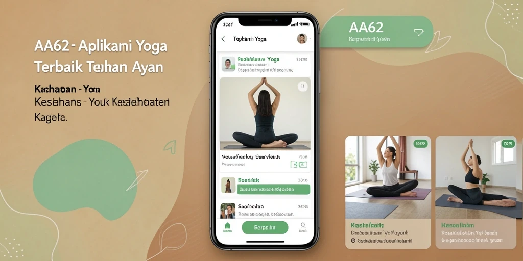 Antarmuka pengguna AA62 dengan berbagai pose dan meditasi yoga.