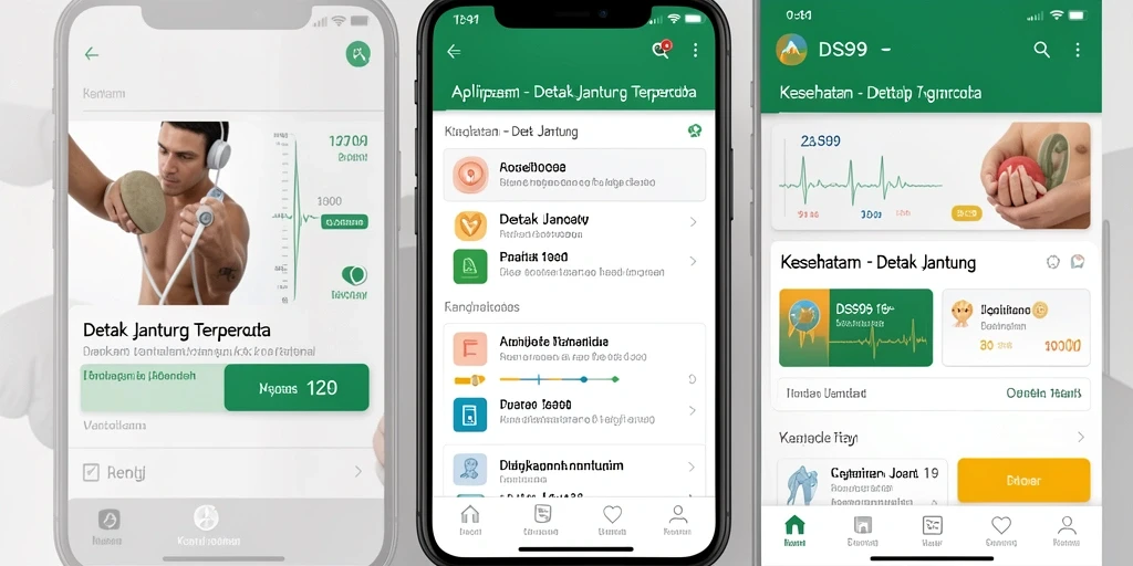 Screenshot utama DS99 menampilkan grafik detak jantung dan fitur pemantauan.