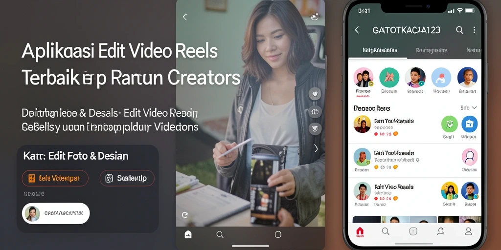 Screenshot antarmuka GATOTKACA123 menampilkan fitur editing video reels yang lengkap.