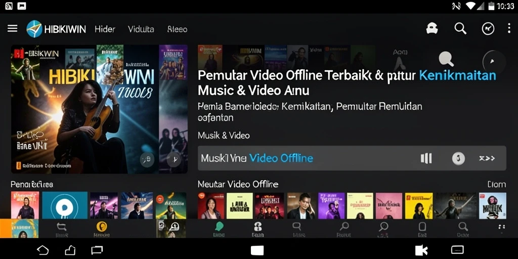 Tampilan antarmuka HIBIKIWIN yang mudah digunakan untuk Pemutar Video Offline.