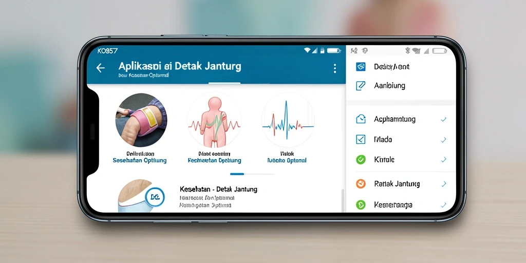 Tampilan antarmuka aplikasi KO857 yang menampilkan grafik detak jantung.