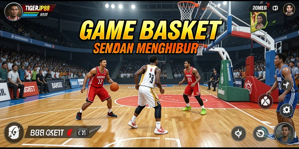 Tampilan antarmuka permainan TIGERJP88 dengan aksi Basket yang seru.
