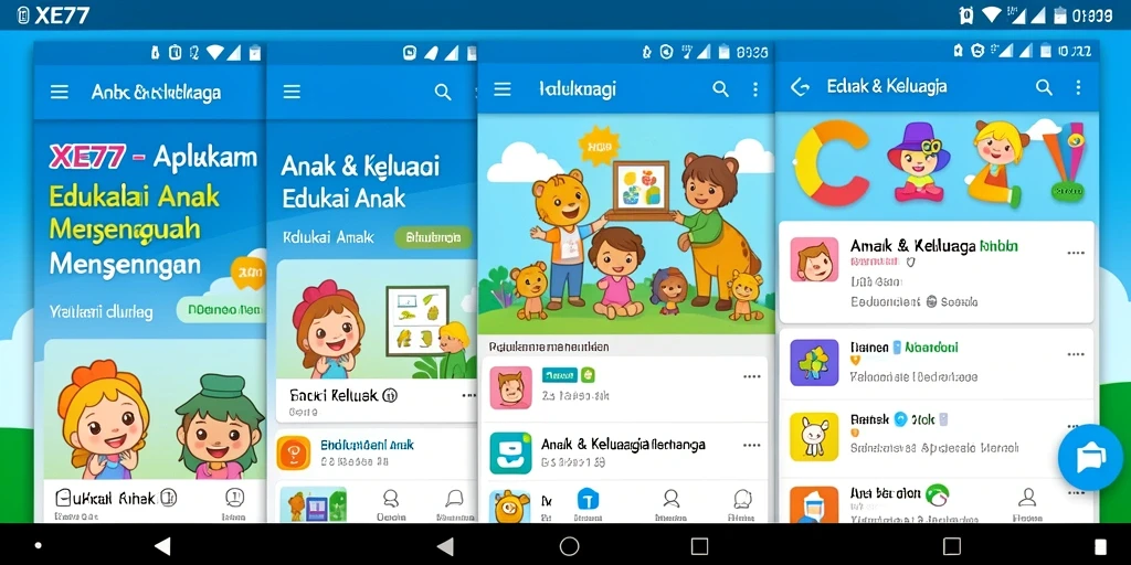 Tampilan antarmuka aplikasi XE77 yang menarik untuk anak-anak.